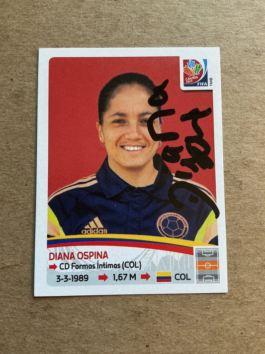 Diana Ospina, Colombia 🇨🇴 FIFA Women’s World Cup 2015 Panini hand signed - Autographs-World
