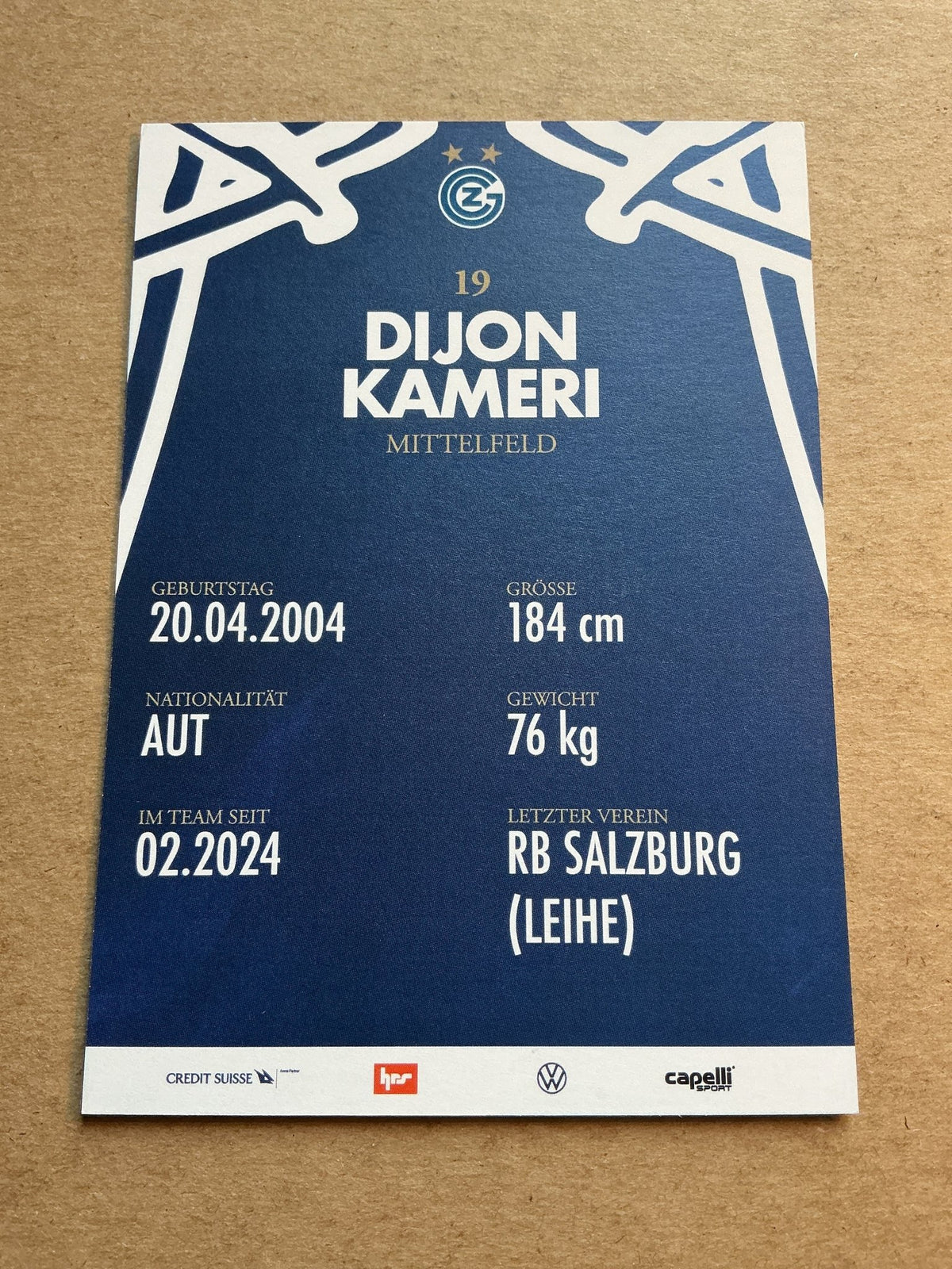 Dijon Kameri, Austria 🇦🇹 Grasshopper Club Zürich 2023/24 hand signed - Autographs-World