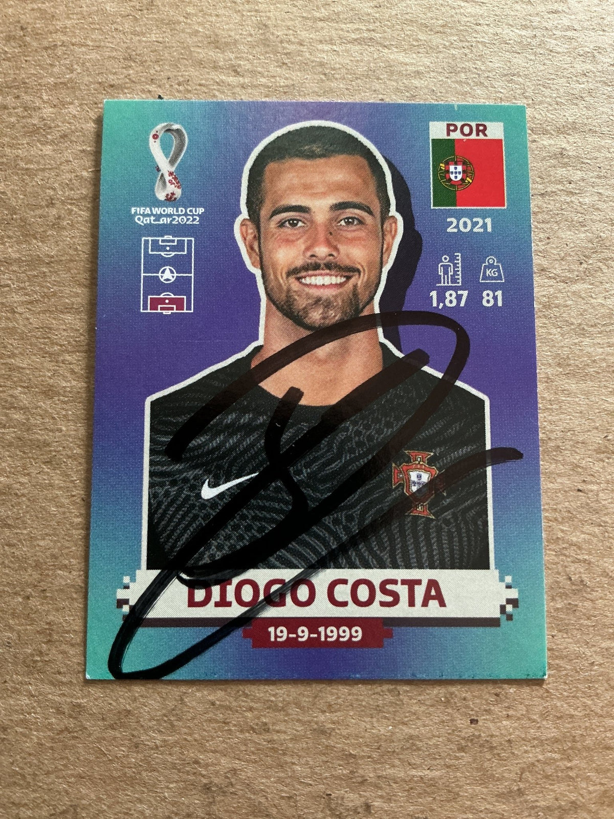 Diogo Costa, Portugal 🇵🇹 FIFA World Cup 2022 Panini hand signed - Autographs-World