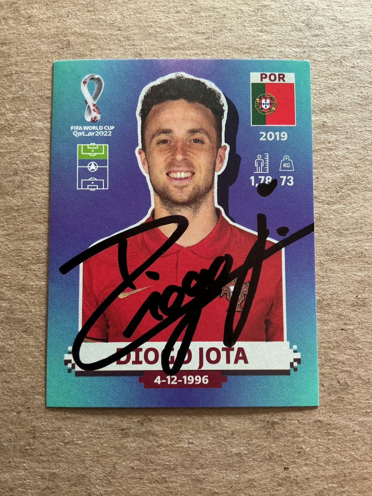 Diogo Jota, Portugal 🇵🇹 FIFA World Cup 2022 Panini hand signed - Autographs-World