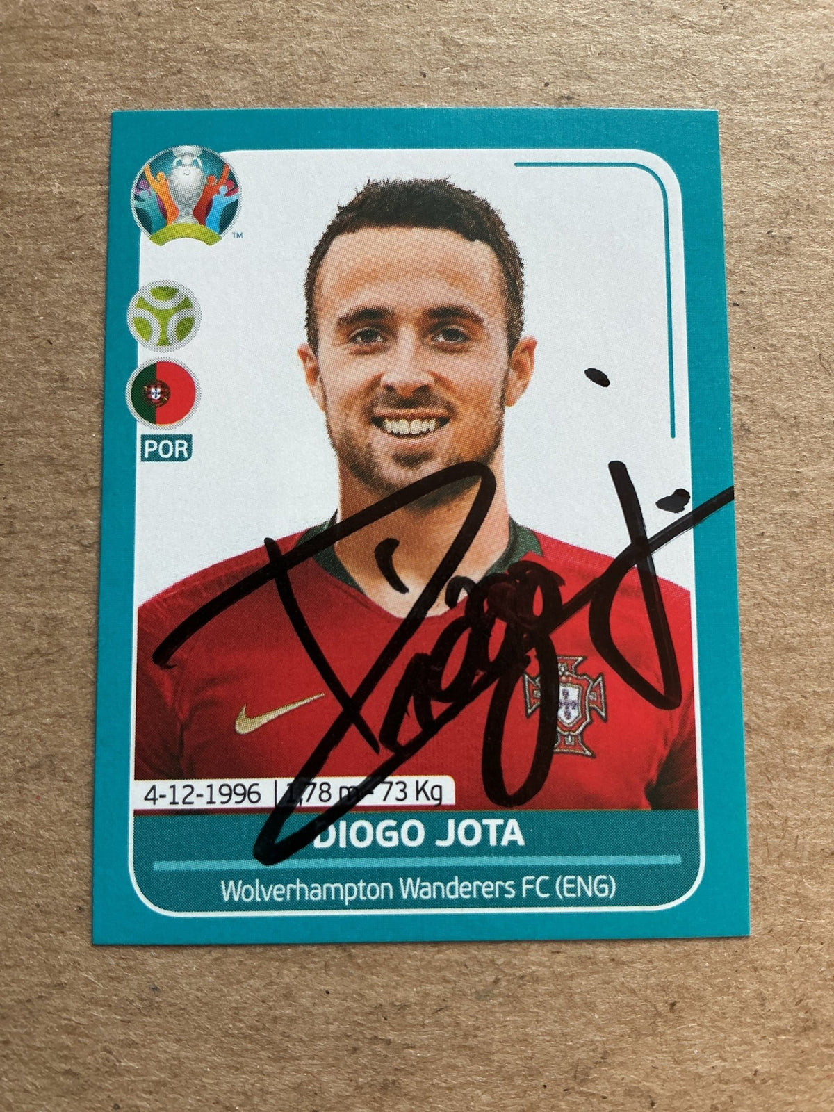 Diogo Jota, Portugal 🇵🇹 UEFA Euro 2020 Panini hand signed - Autographs-World