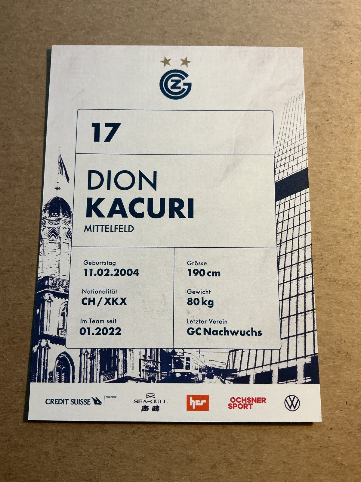 Dion Kacuri, Switzerland 🇨🇭 Grasshopper Zürich 2022/23 hand signed - Autographs-World