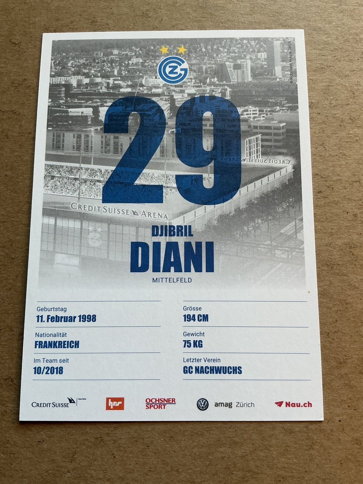 Djibril Diani, France 🇫🇷 Grasshopper Zürich 2019/20 hand signed - Autographs-World