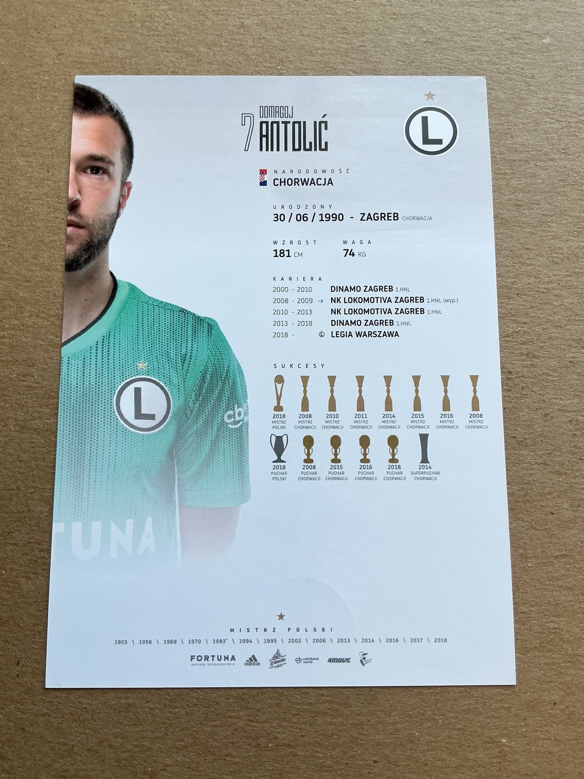 Domagoj Antolić, Croatia 🇭🇷 Legia Warszawa 2019/20 hand signed - Autographs-World