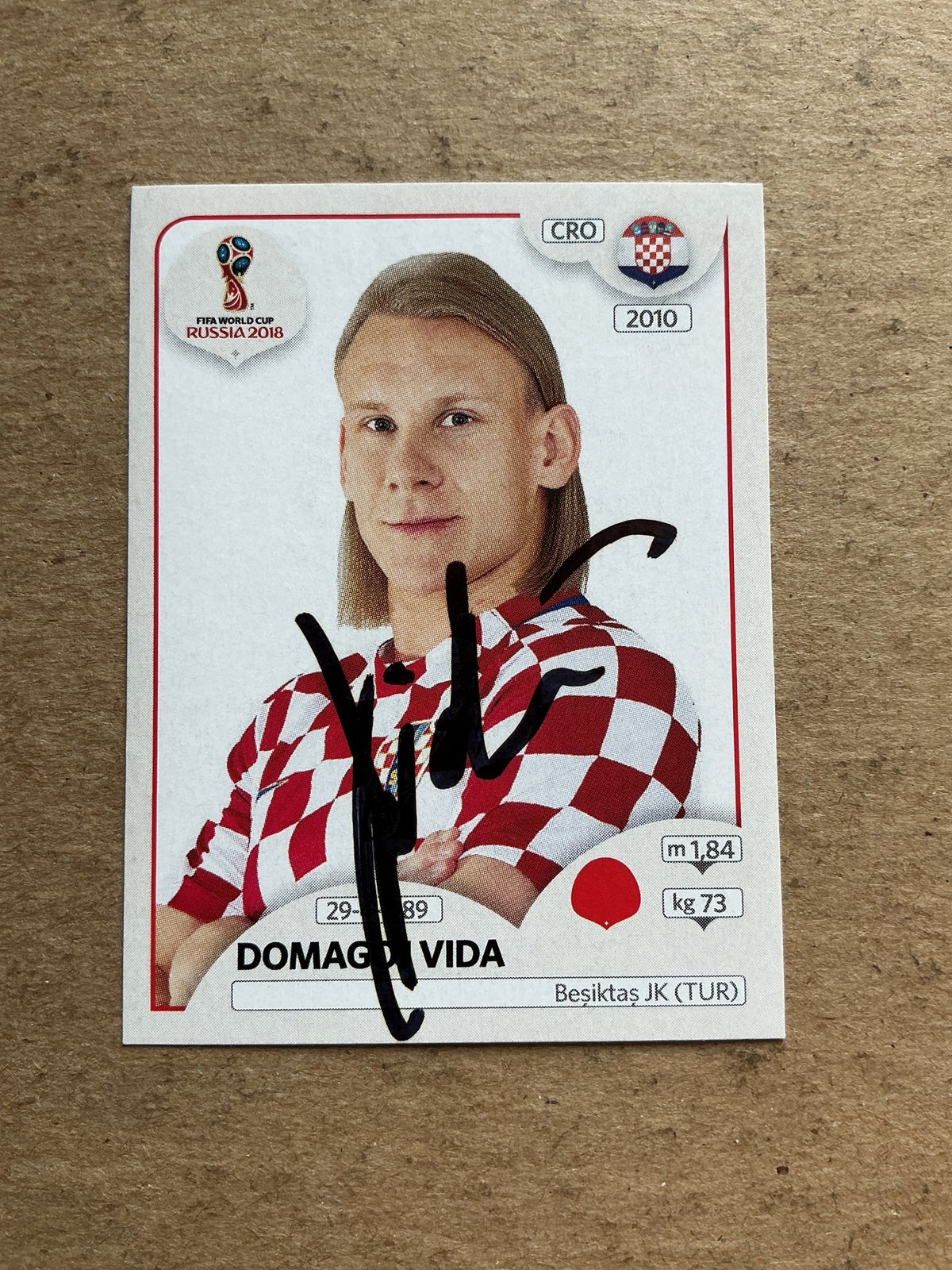 Domagoj Vida, Croatia 🇭🇷 FIFA World Cup 2018 Panini hand signed - Autographs-World