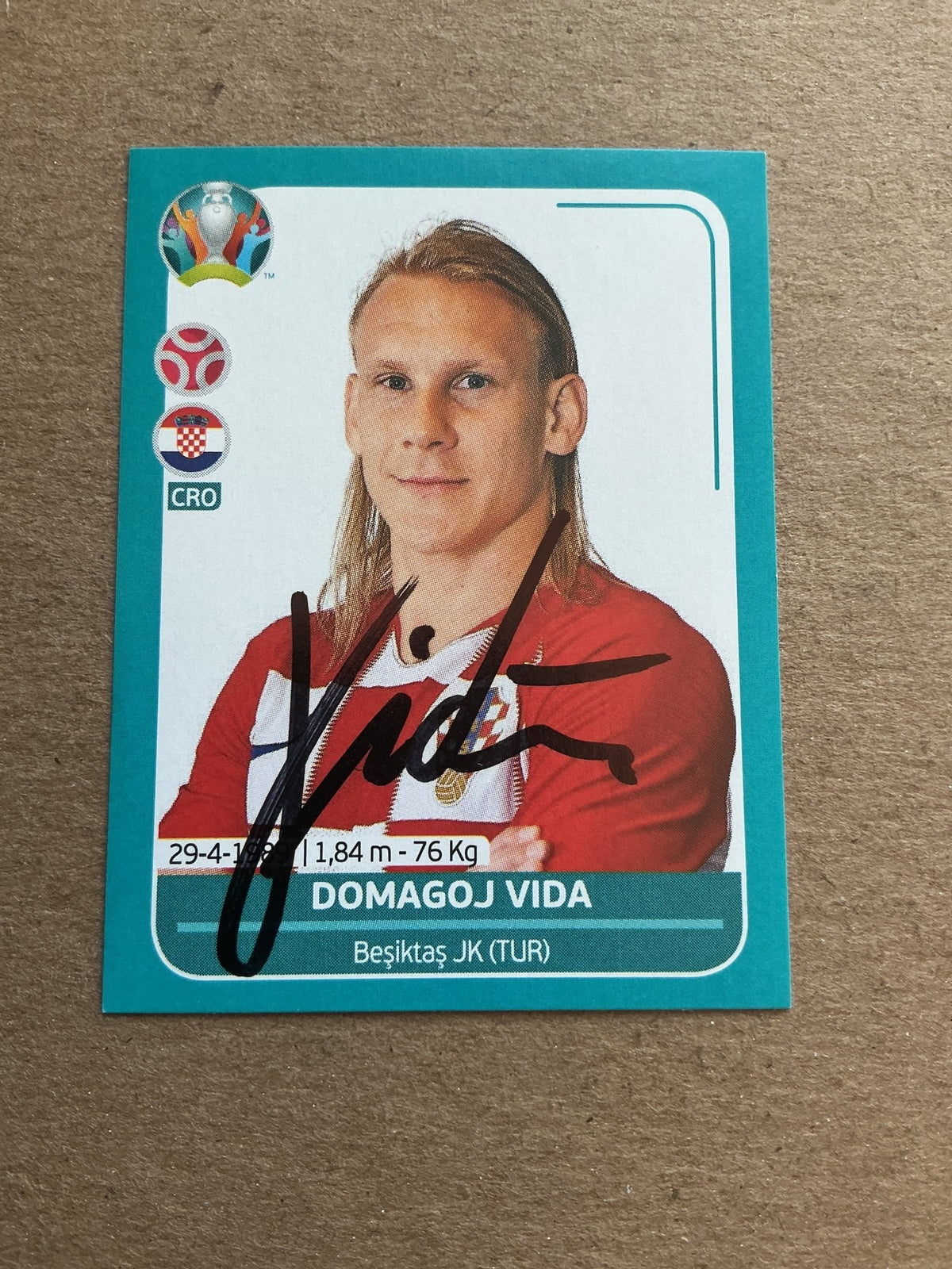Domagoj Vida, Croatia 🇭🇷 UEFA Euro 2020 Panini hand signed - Autographs-World