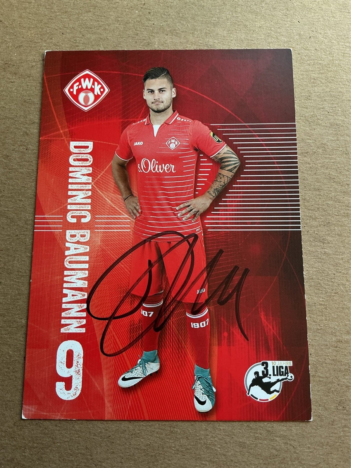 Dominic Baumann, Germany 🇩🇪 FC Würzburger Kickers 2017/18 hand signed - Autographs-World
