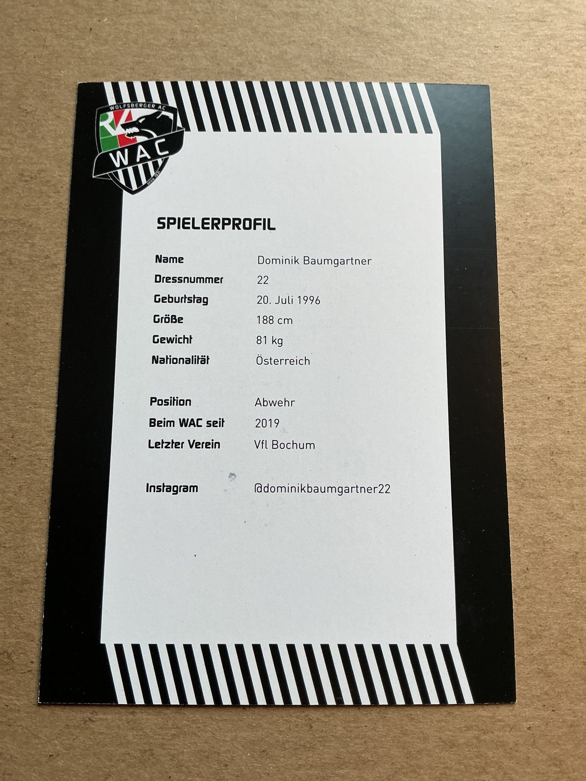 Dominik Baumgartner, Austria 🇦🇹 Wolfsberger AC 2023/24 hand signed - Autographs-World