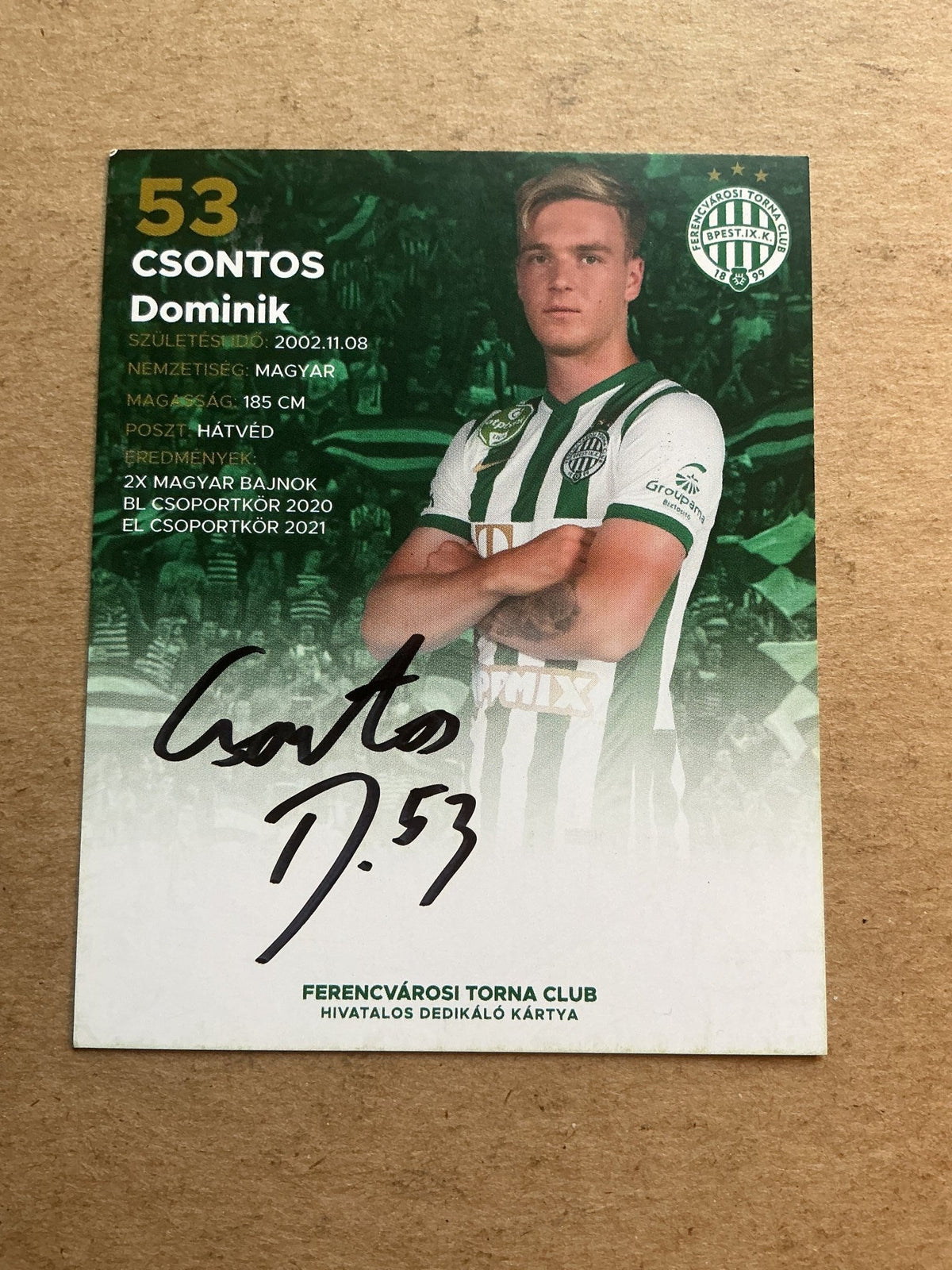 Dominik Csontos, Hungary 🇭🇺 Ferencvaros TC 2021/22 hand signed - Autographs-World