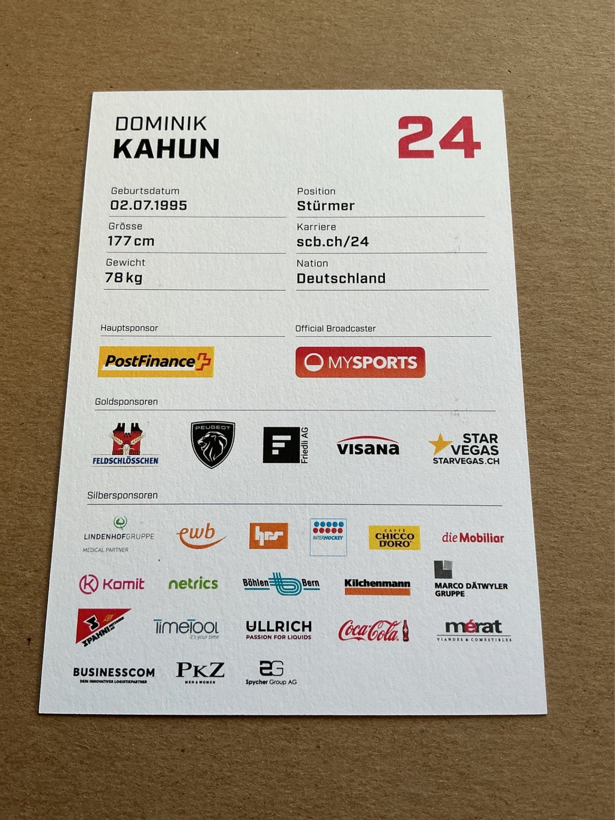 Dominik Kahun, Germany 🇩🇪 SC Bern 2023/24 hand signed - Autographs-World