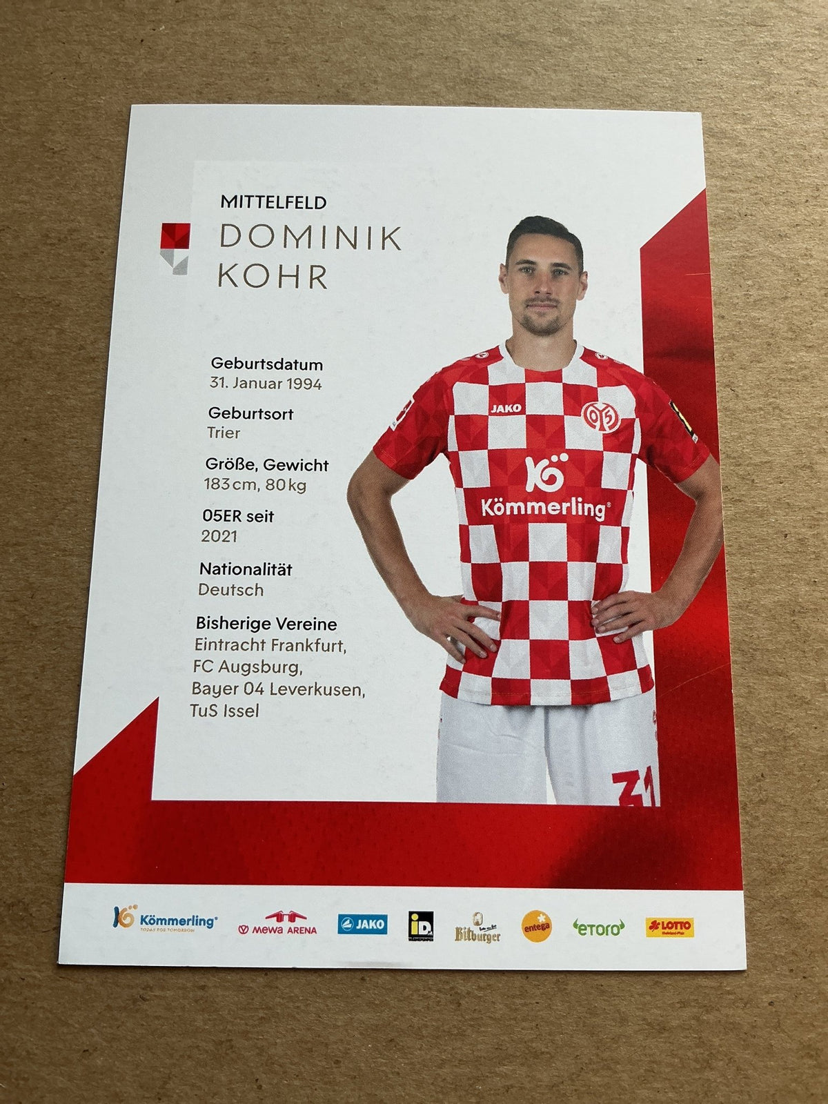 Dominik Kohr, Germany 🇩🇪 FSV Mainz 05 2023/24 hand signed - Autographs-World