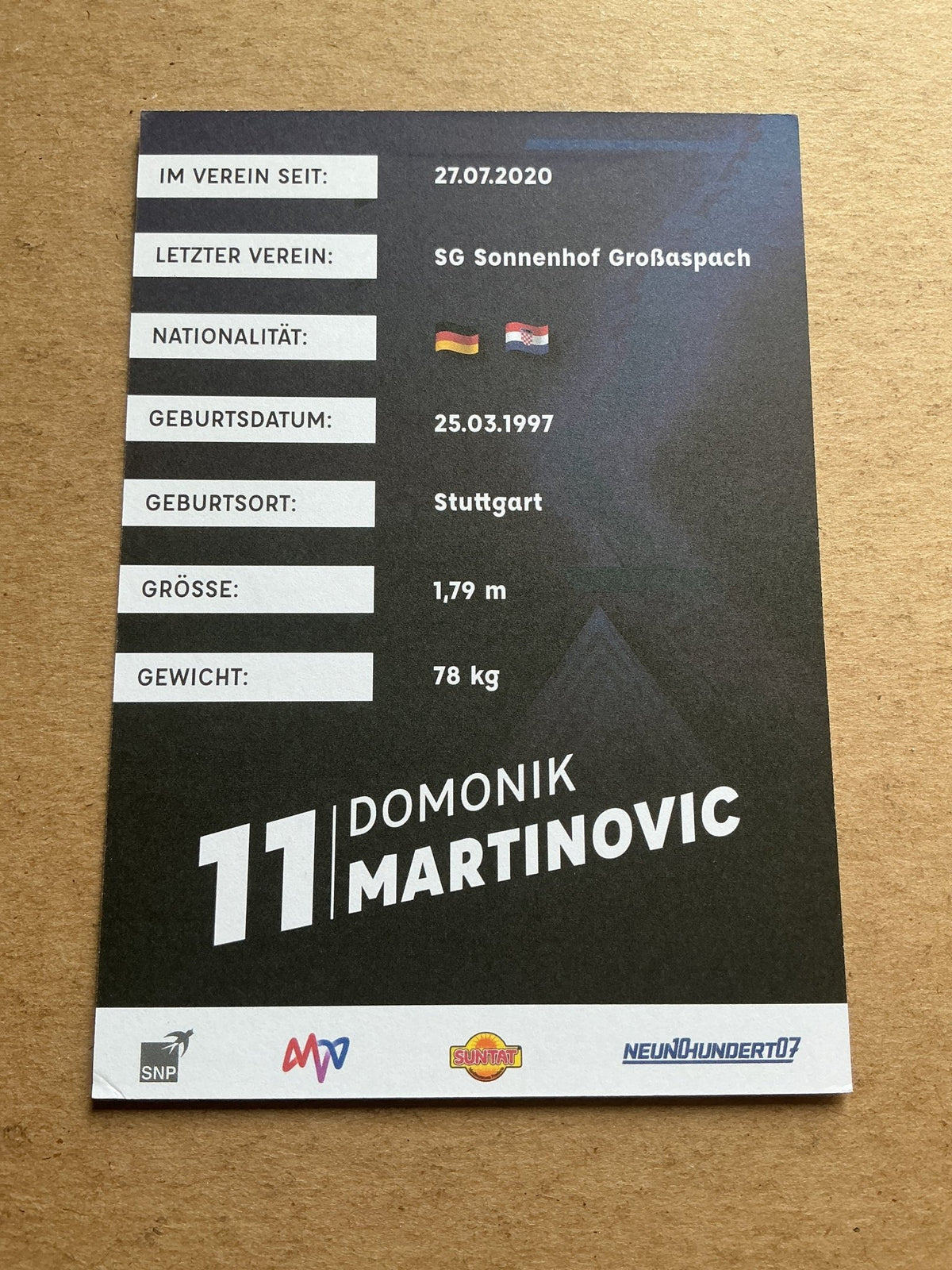 Dominik Martinovic, Germany 🇩🇪 SV Waldhof Mannheim 2021/22 hand signed - Autographs-World