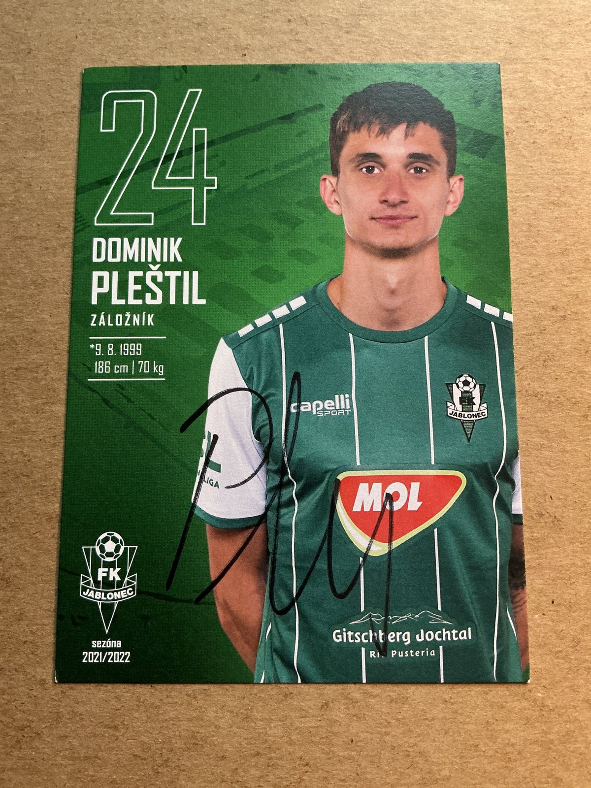 Dominik Pleštil, Czech Republic 🇨🇿 FK Jablonec 2021/22 hand signed - Autographs-World