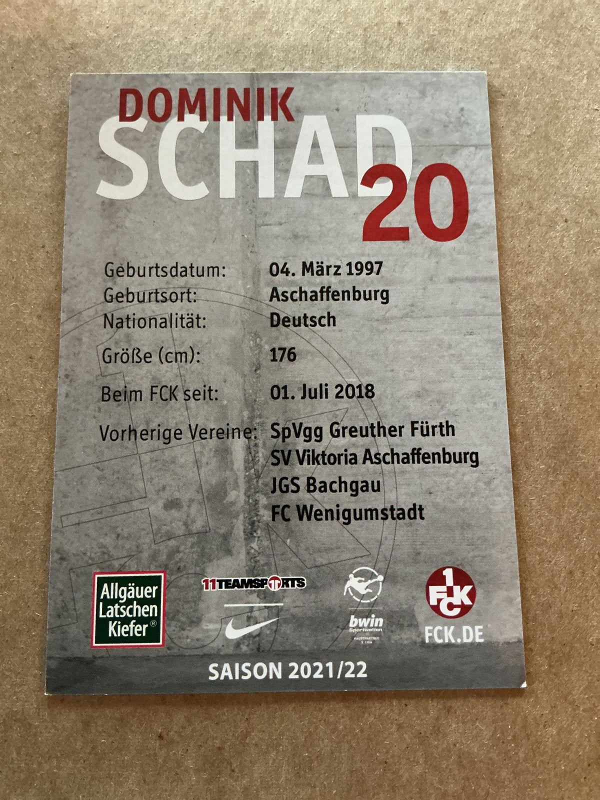 Dominik Schad, Germany 🇩🇪 1.FC Kaiserslautern 2021/22 hand signed - Autographs-World