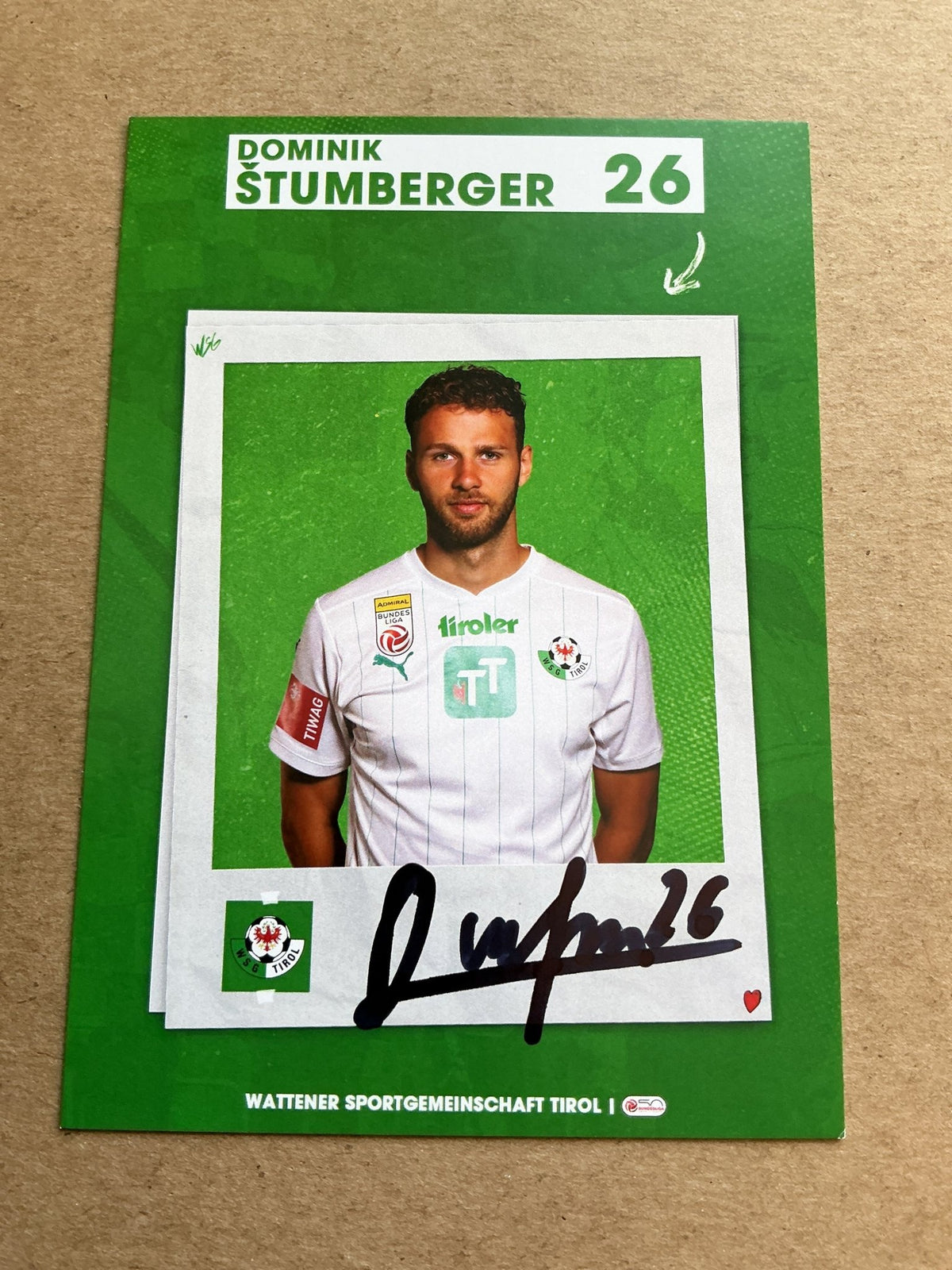 Dominik Štumberger, Austria 🇦🇹 WSG Tirol 2023/24 hand signed - Autographs-World
