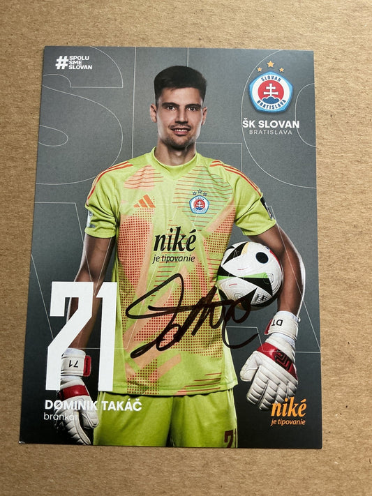 Dominik Takac, Slovakia 🇸🇰 SK Slovan Bratislava 2024/25 hand signed - Autographs-World