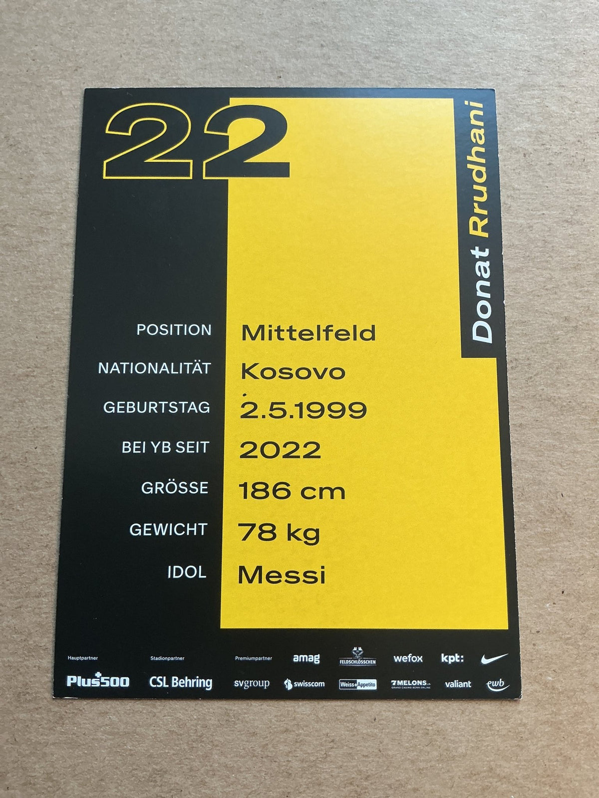Donat Rrudhani, Kosovo 🇽🇰 BSC Young Boys Bern 2022/23 hand signed - Autographs-World