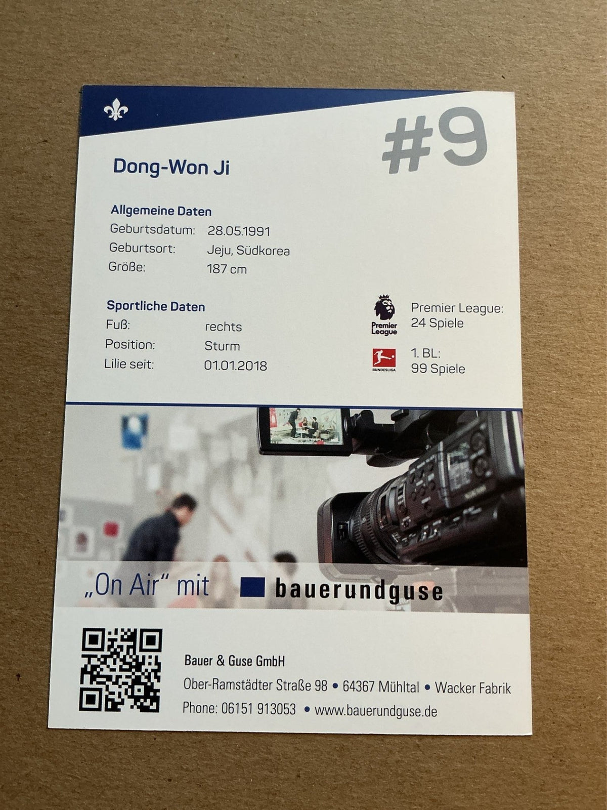Dong-Won Ji, South Korea 🇰🇷 SV Darmstadt 98 2017/18 hand signed - Autographs-World