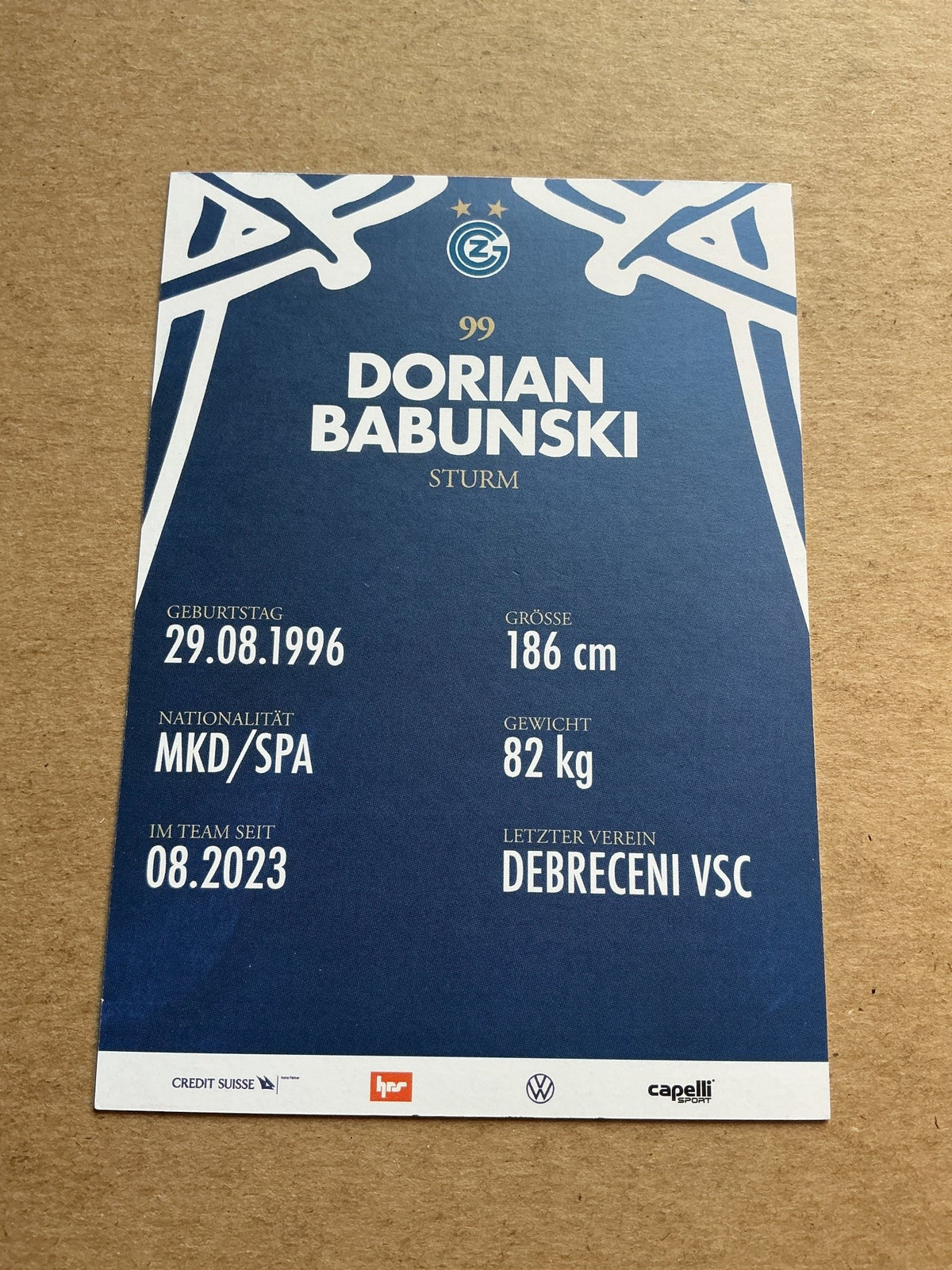 Dorian Babunski, North Macedonia 🇲🇰 Grasshopper Club Zürich 2023/24 hand signed - Autographs-World