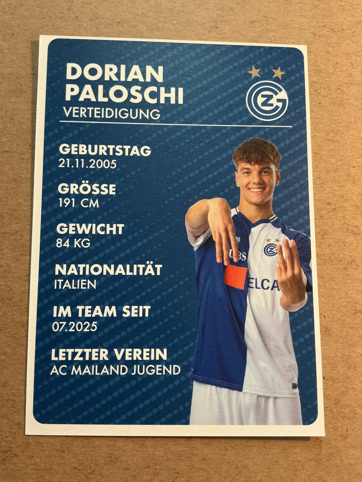 Dorian Paloschi, Italy 🇮🇹 Grasshopper Zürich 2025/26 hand signed - Autographs-World