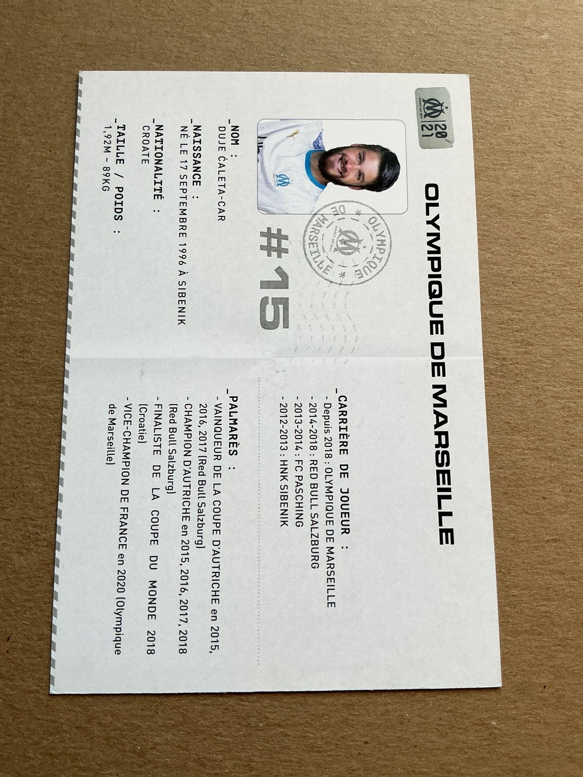 Duje Ćaleta-Car, Croatia 🇭🇷 Olympique Marseille 2020/21 hand signed - Autographs-World
