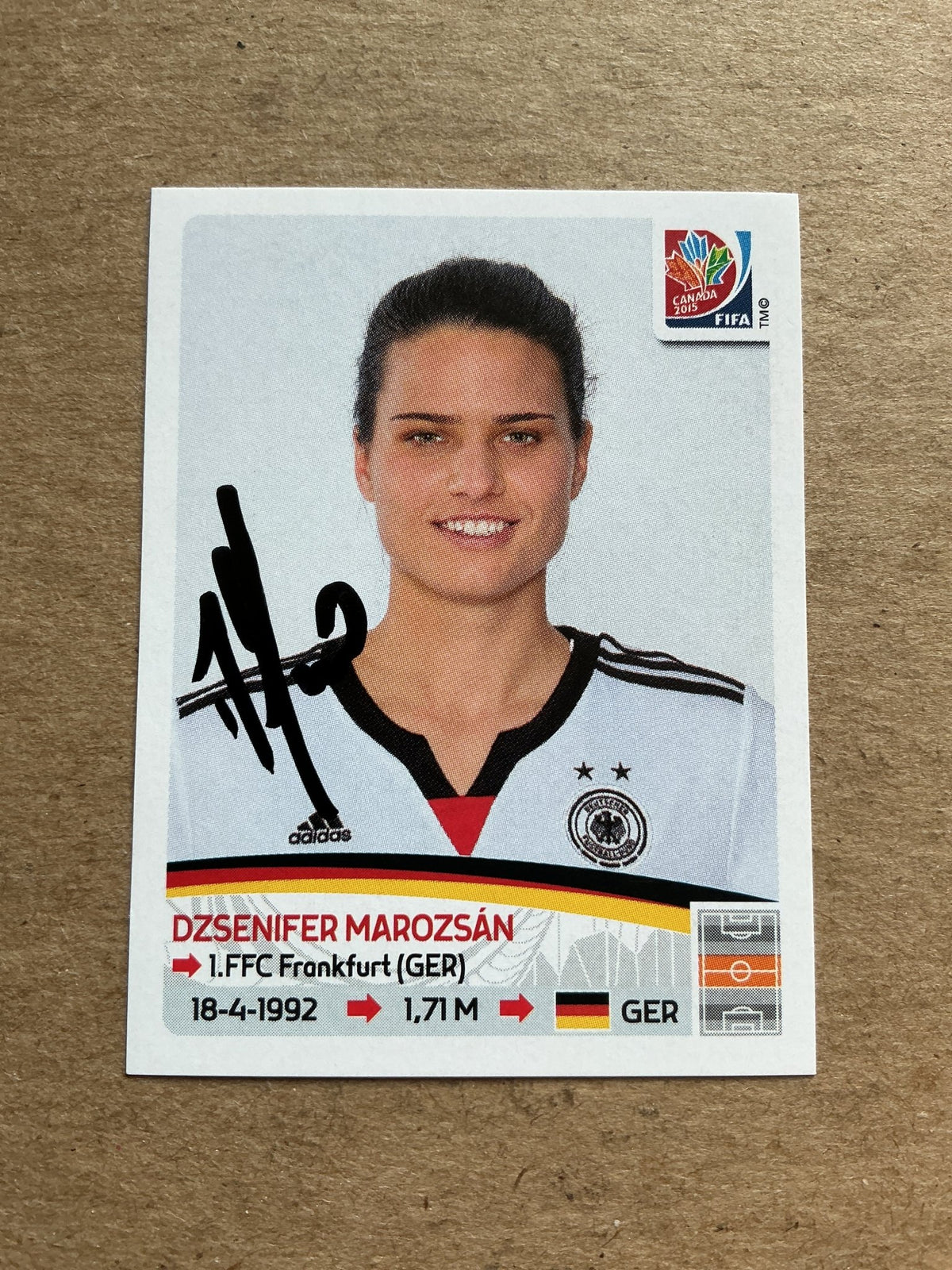 Dzsenifer Marozsan, Germany 🇩🇪 FIFA Women’s World Cup 2015 Panini hand signed - Autographs-World