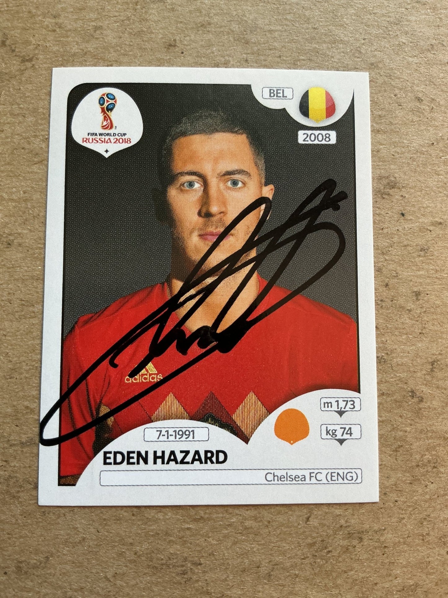 Eden Hazard, Belgium 🇧🇪 FIFA World Cup 2018 Panini hand signed - Autographs-World