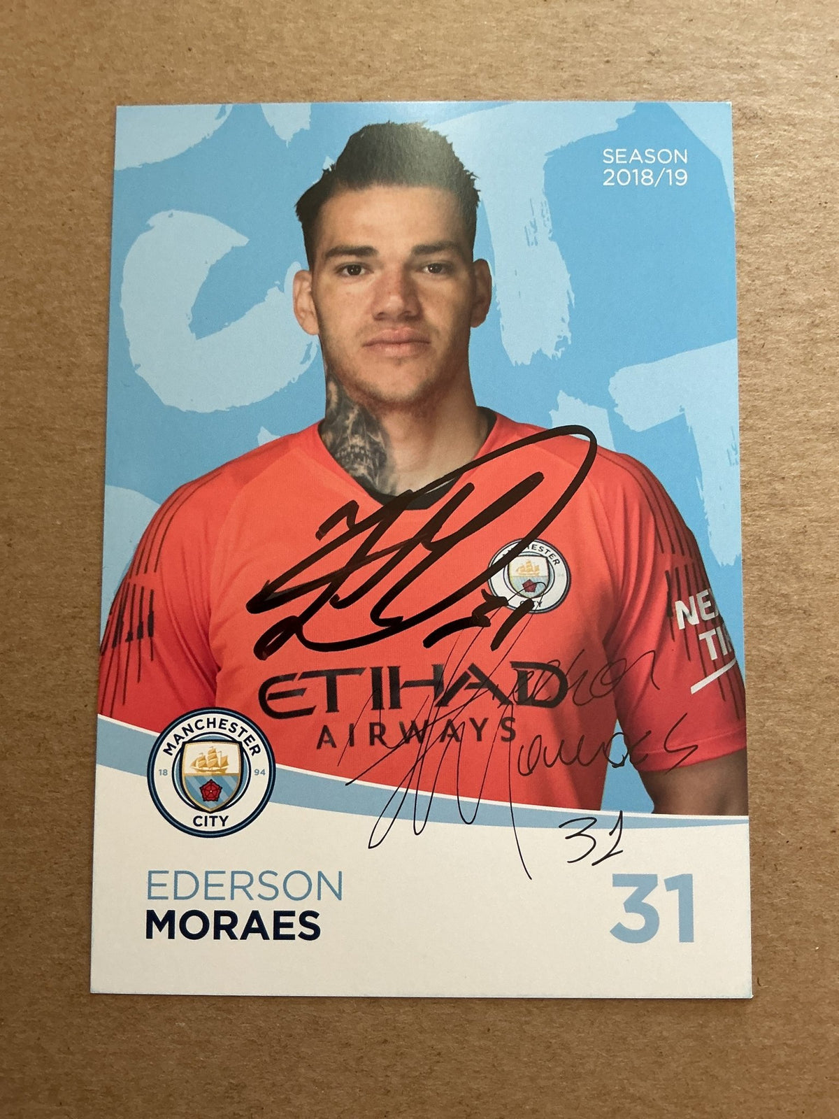 Ederson, Brazil 🇧🇷 Manchester City 2018/19 hand signed - Autographs-World