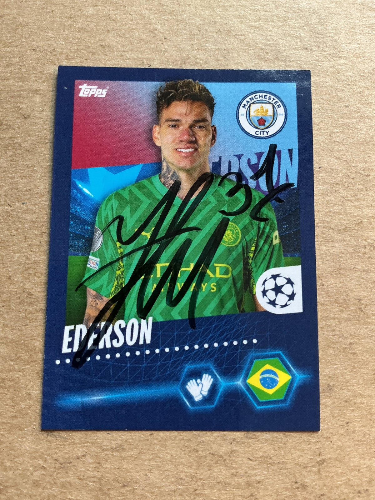 Ederson, Brazil 🇧🇷 Manchester City 2023/24 Topps hand signed - Autographs-World