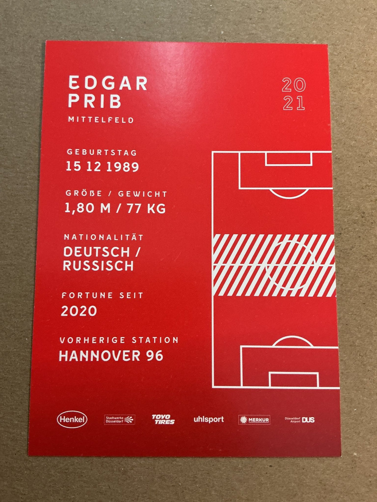 Edgar Prib, Germany 🇩🇪 Fortuna Düsseldorf 2020/21 hand signed - Autographs-World