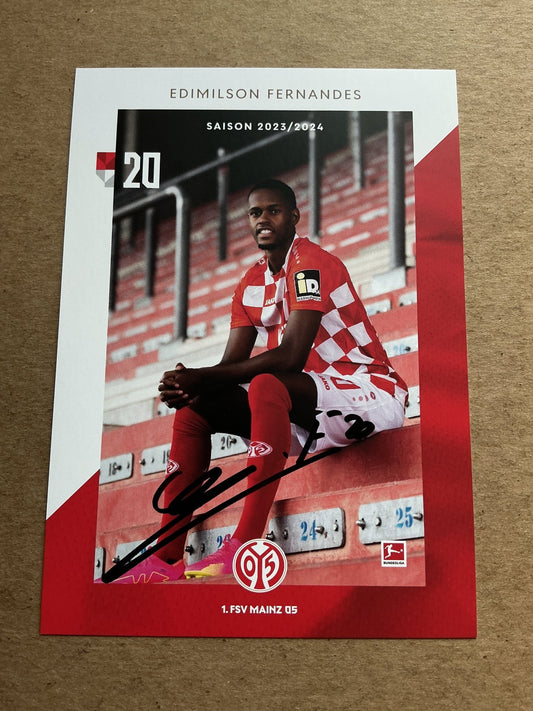 Edmilson Fernandes, Switzerland 🇨🇭 FSV Mainz 05 2023/24 hand signed - Autographs-World