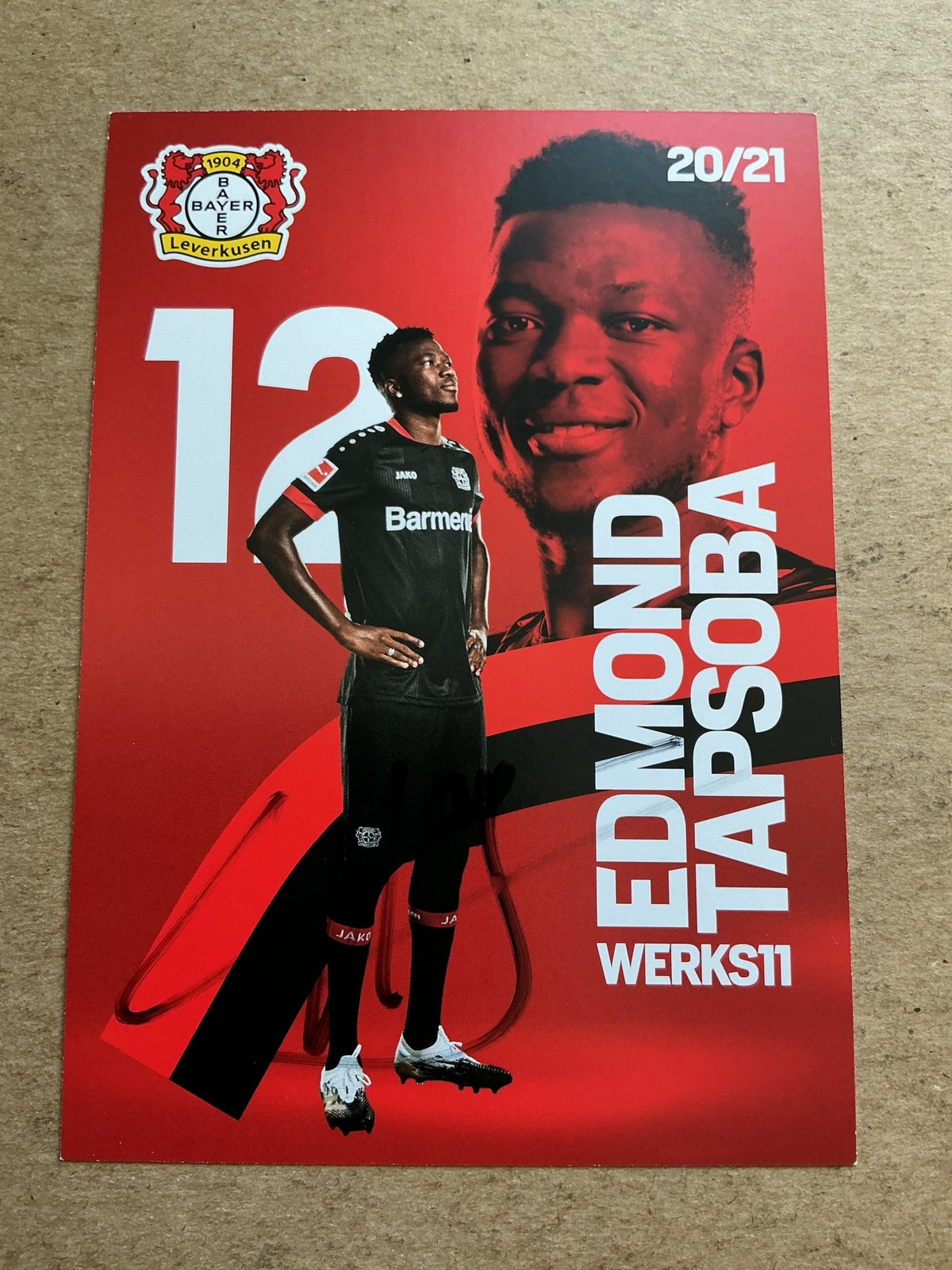 Edmond Tapsoba, Burkina Faso 🇧🇫 Bayer 04 Leverkusen 2020/21 hand signed - Autographs-World