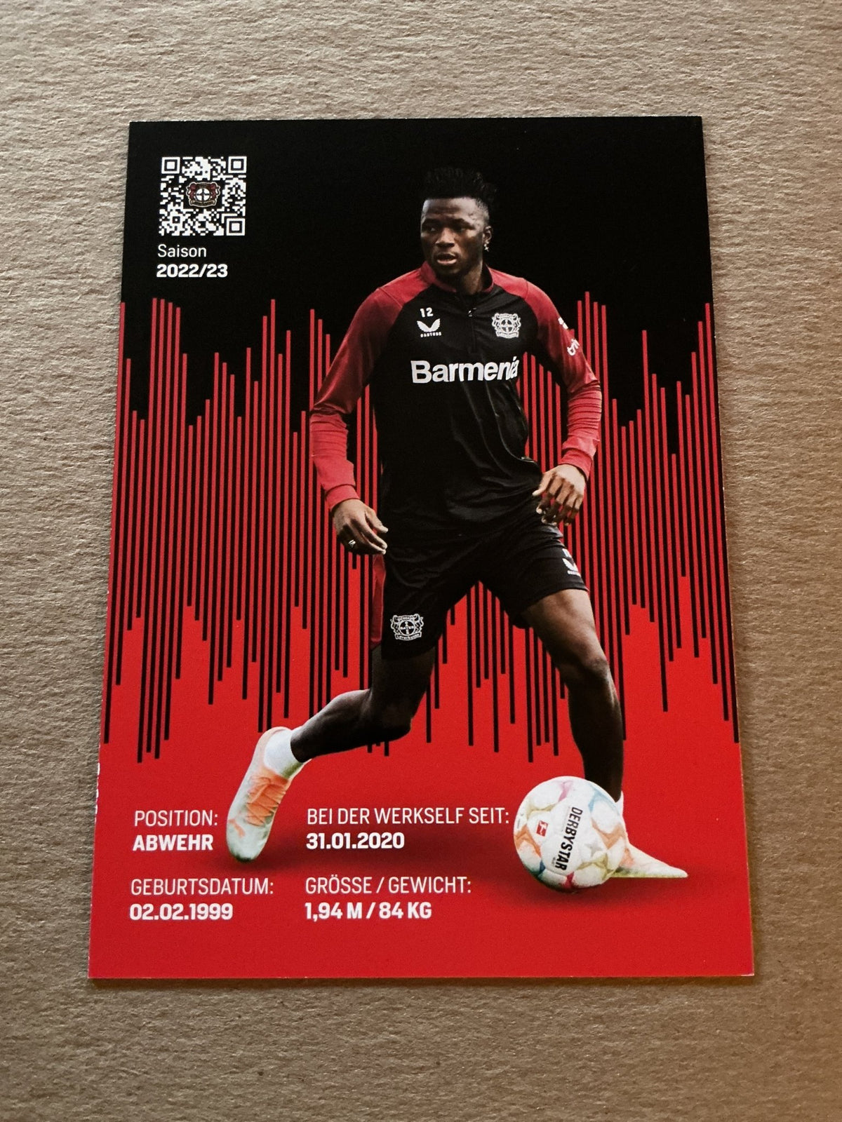 Edmond Tapsoba, Burkina Faso 🇧🇫 Bayer 04 Leverkusen 2022/23 hand signed - Autographs-World