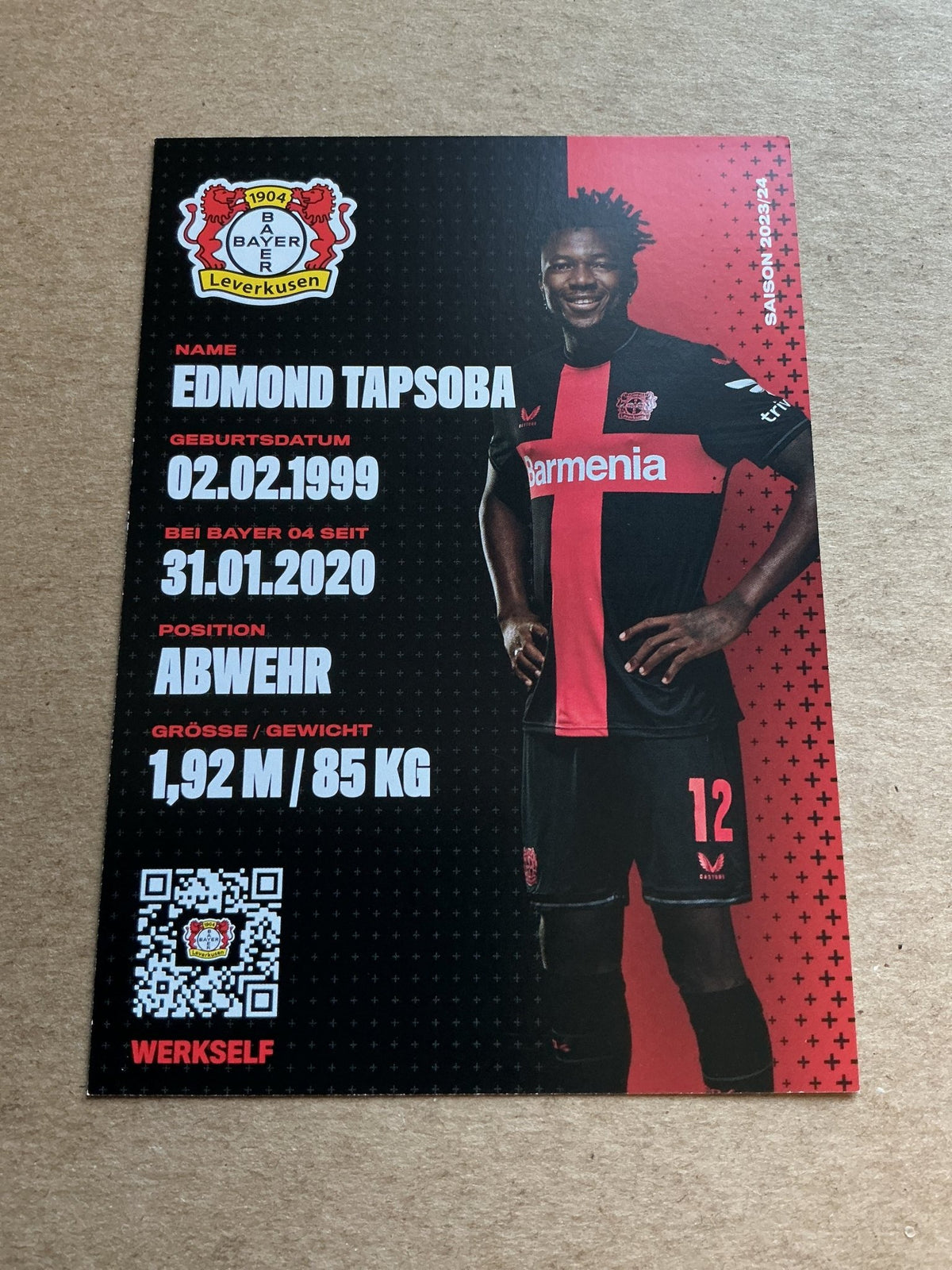 Edmond Tapsoba, Burkina Faso 🇧🇫 Bayer 04 Leverkusen 2023/24 hand signed - Autographs-World