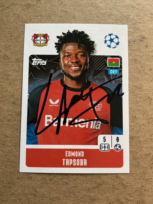 Edmond Tapsoba, Burkina Faso 🇧🇫 Bayer 04 Leverkusen 2024/25 Topps hand signed - Autographs-World