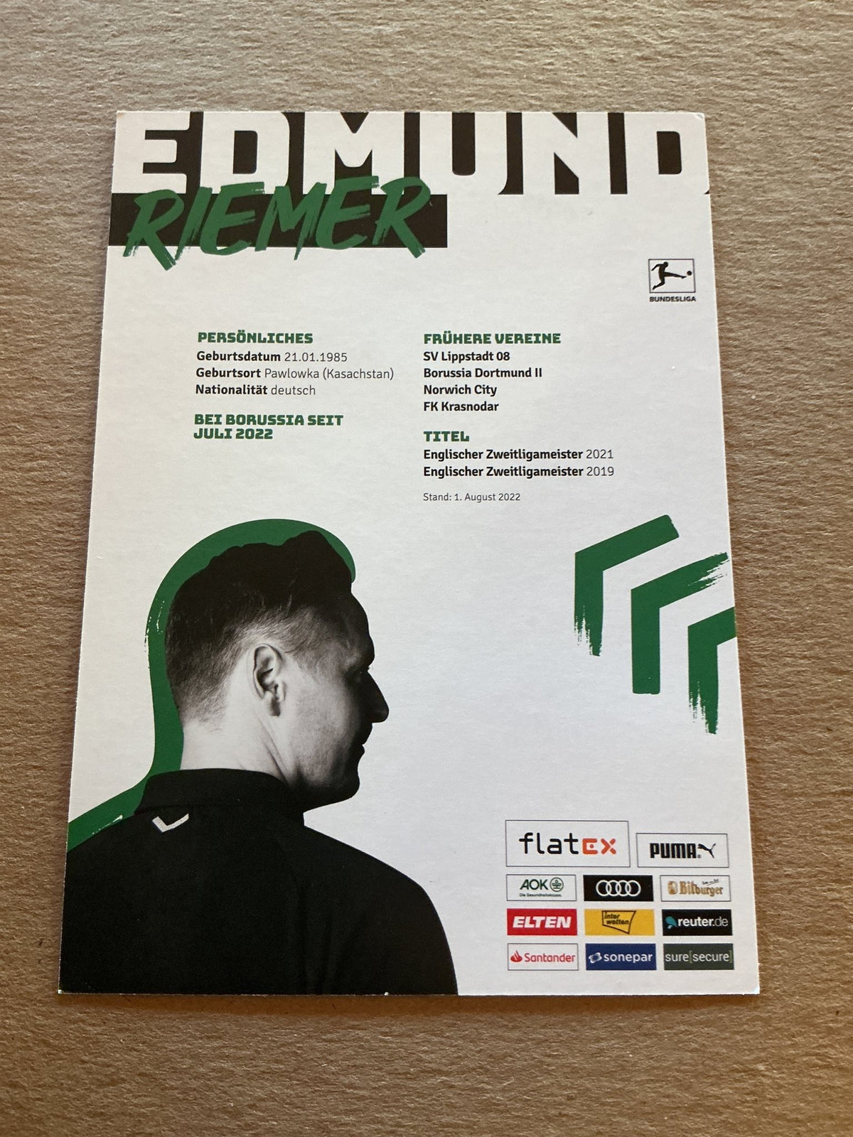 Edmund Riemer, Germany 🇩🇪 Borussia Mönchengladbach 2022/23 hand signed - Autographs-World