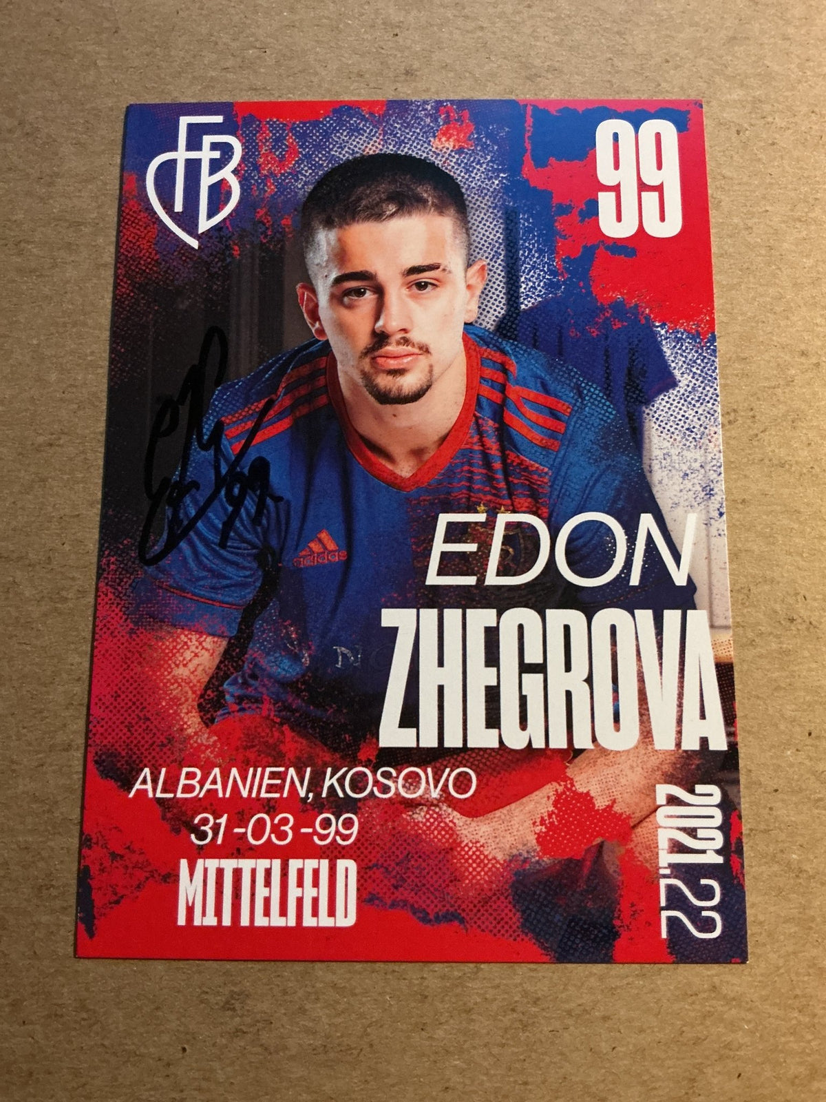 Edon Zhegrova, Kosovo 🇽🇰 FC Basel 2021/22 hand signed - Autographs-World