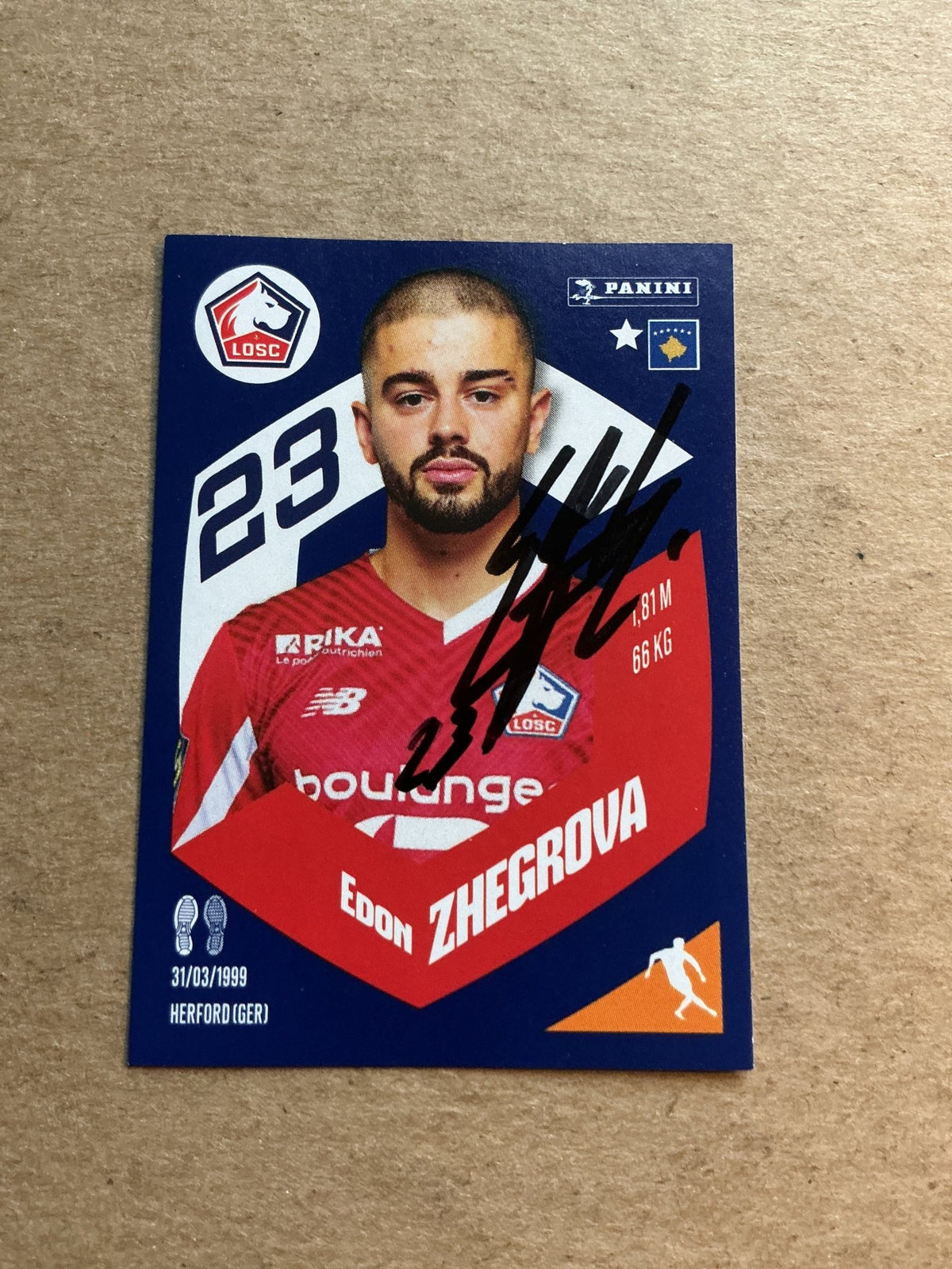 Edon Zhegrova, Kosovo 🇽🇰 Lille OSC 2024 Panini hand signed - Autographs-World