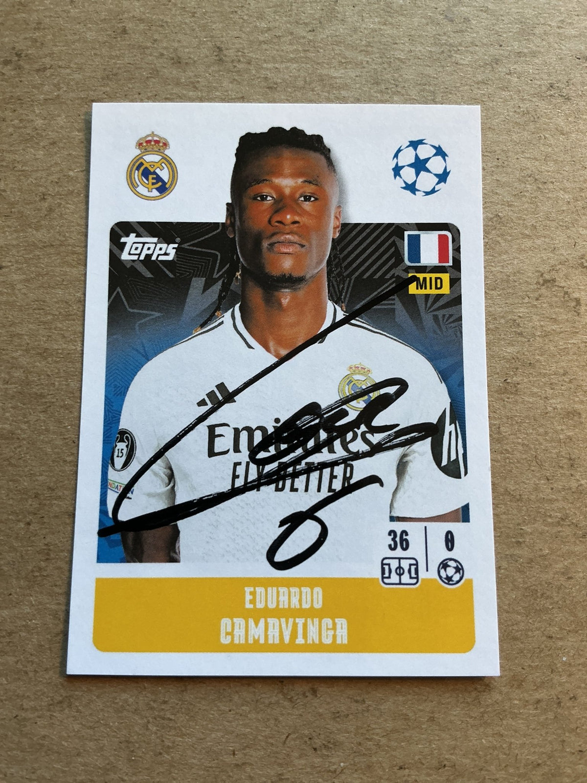 Eduardo Camavinga, France 🇫🇷 Real Madrid 2024/25 Topps hand signed - Autographs-World