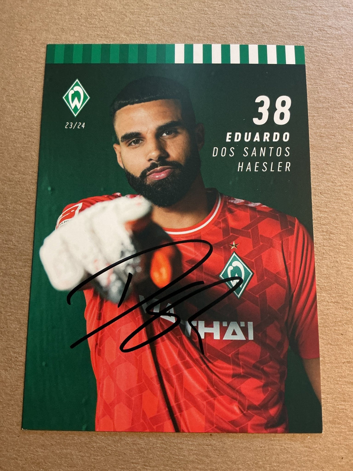 Eduardo dos Santos, Germany 🇩🇪 SV Werder Bremen 2023/24 hand signed - Autographs-World