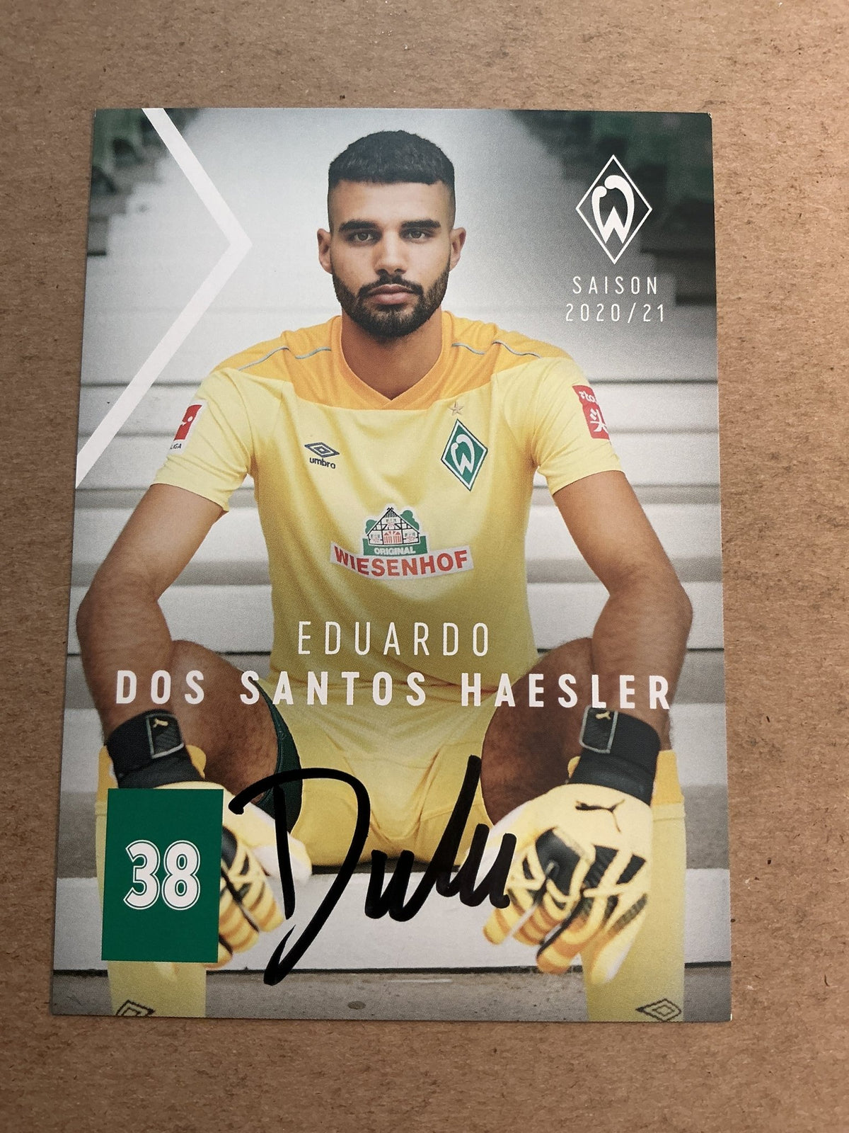 Eduardo dos Santos Haesler, Brazil 🇧🇷 SV Werder Bremen 2020/21 hand signed - Autographs-World