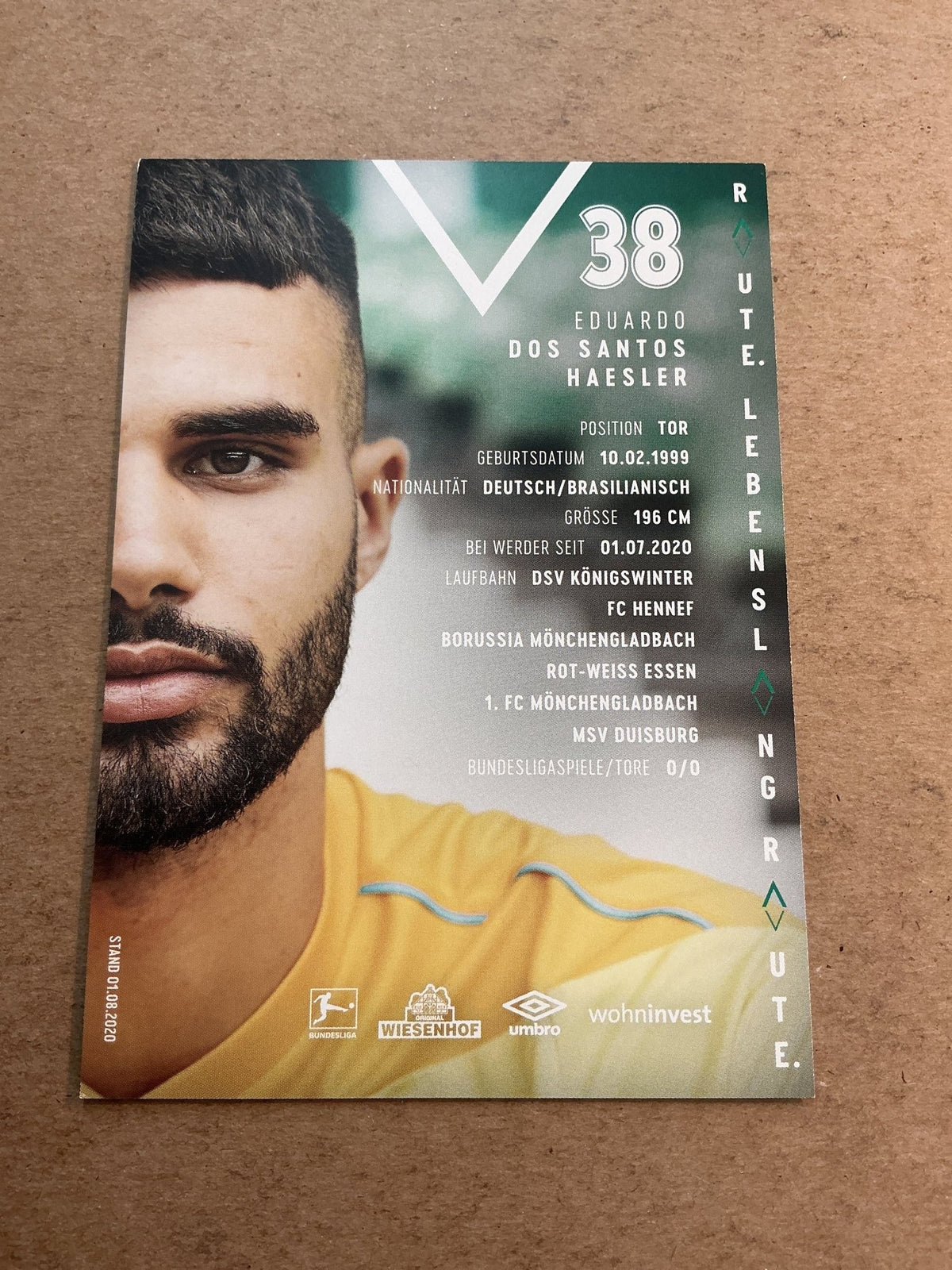 Eduardo dos Santos Haesler, Brazil 🇧🇷 SV Werder Bremen 2020/21 hand signed - Autographs-World