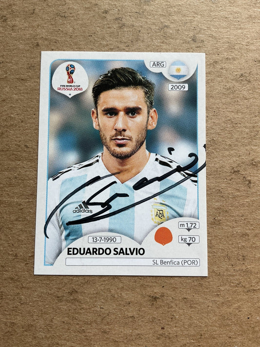 Eduardo Salvio, Argentina 🇦🇷 FIFA World Cup 2018 Panini hand signed - Autographs-World