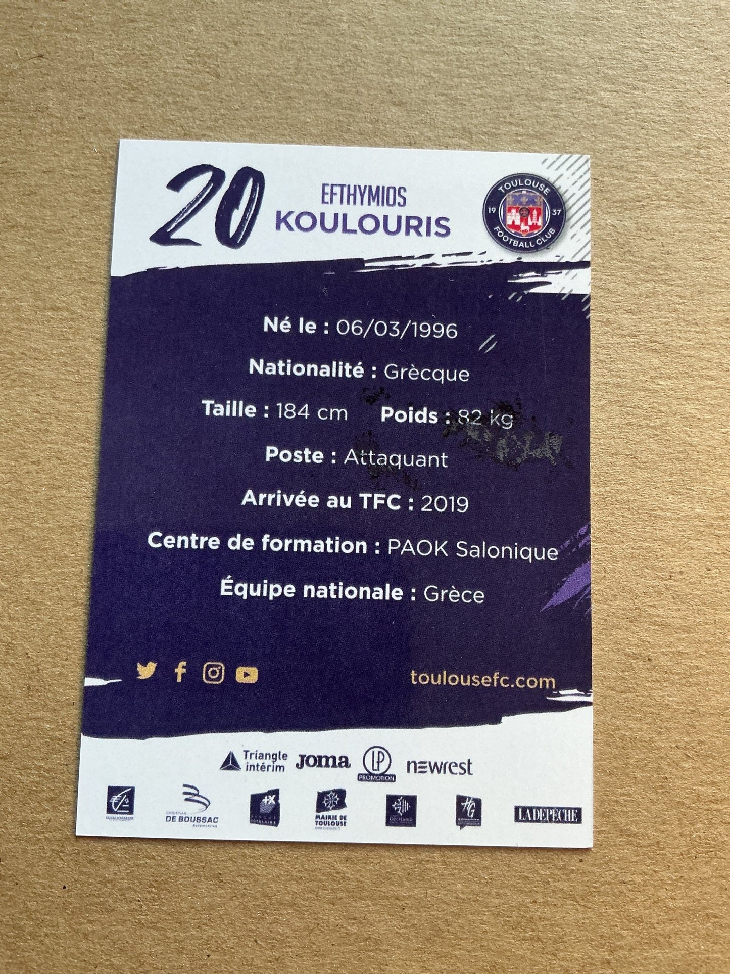 Efthymios Koulouris, Greece 🇬🇷 FC Toulouse 2019/20 hand signed - Autographs-World