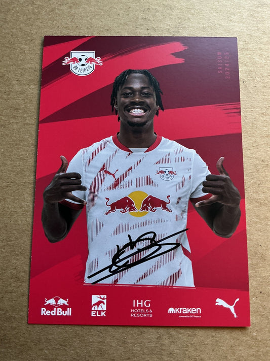 El Chadaille Bitshiabu, France 🇫🇷 RB Leipzig 2024/25 hand signed - Autographs-World