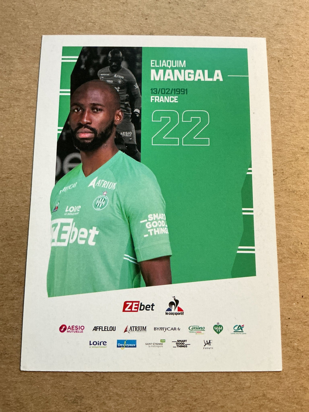 Elaquim Mangala, France 🇫🇷 AS Saint-Étienne 2021/22 hand signed - Autographs-World