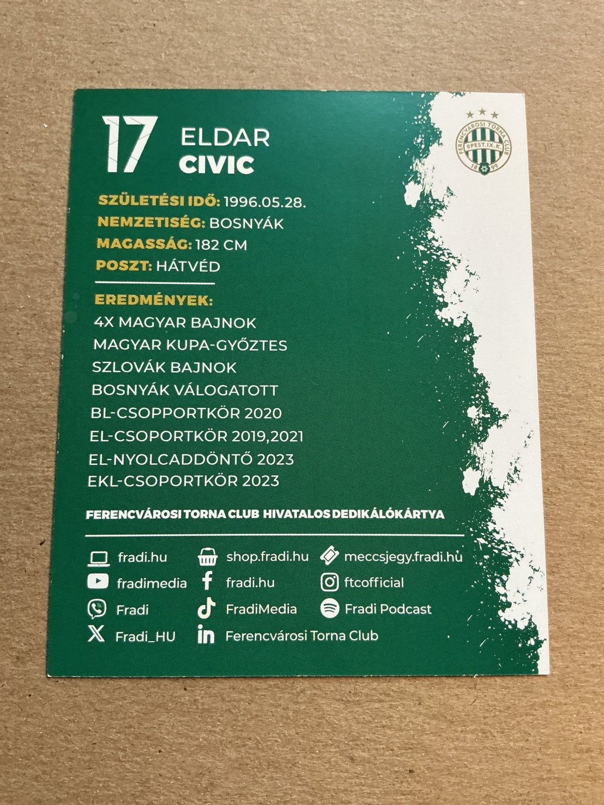 Eldar Ćivić, Bosnia 🇧🇦 Ferencváros TC 2023/24 hand signed - Autographs-World