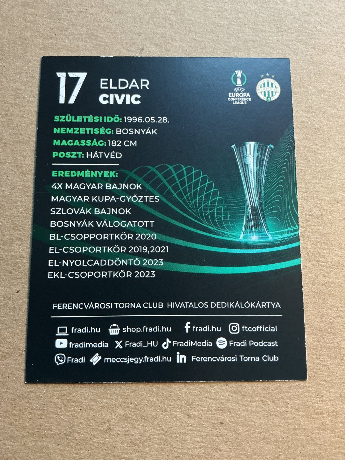 Eldar Ćivić, Bosnia 🇧🇦 Ferencváros TC 2023/24 hand signed - Autographs-World