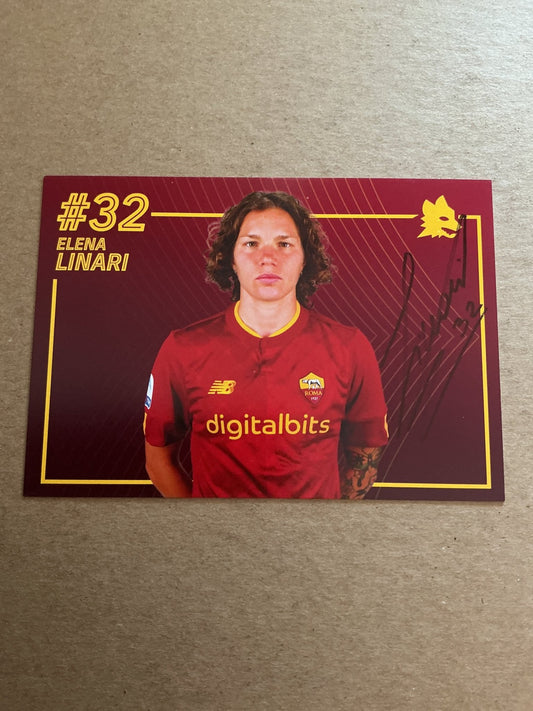 Elena Linari, Italy 🇮🇹 AS Roma 2022/23 hand signed - Autographs-World