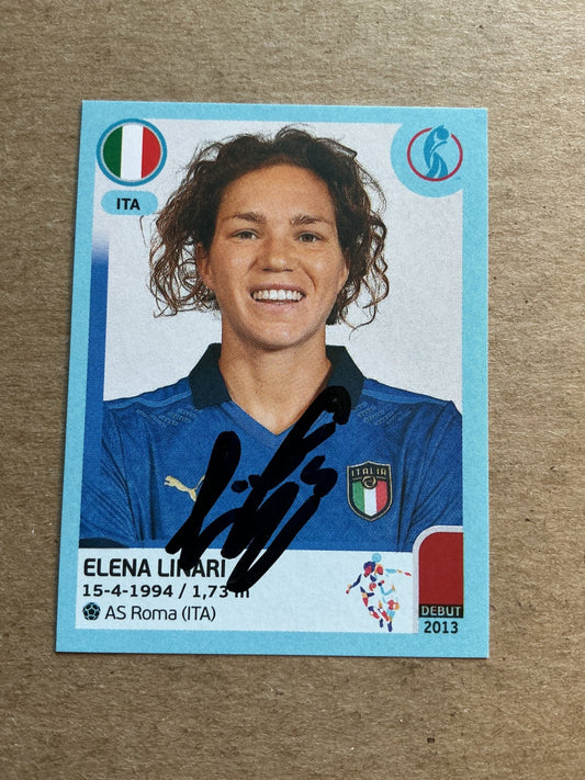 Elena Linari, Italy 🇮🇹 UEFA Women’s Euro Cup 2022 Panini hand signed - Autographs-World